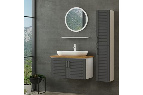 VERA BANYO DOLABI AS2K64, BEYAZ ANTRASİT, 85CM