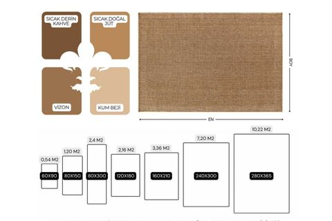 PERA HALI KARAMEL KAHVE SİSAL TARZI HALI FM02BR 80X300 CM