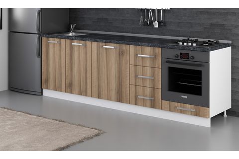 MİNAR 255 CM MUTFAK DOLABI BEYAZ DORE 255-D3-ALT MODÜL
