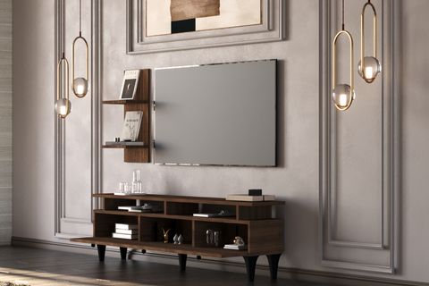 NEVA AYAKLI DUVAR RAFLI TV ÜNİTESİ, 3 KAPAKLI