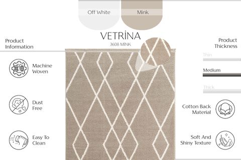  VETRİNA COOL MAKİNE HALISI 3608, YUMUŞAK DOKULU, VİZON, 80X400