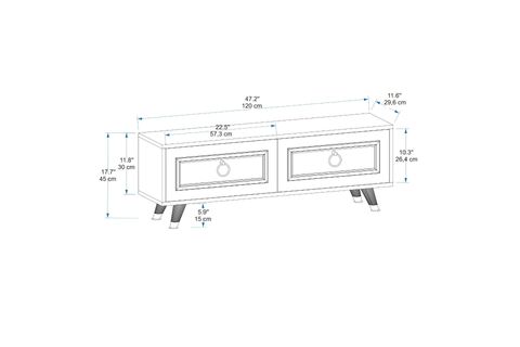 ARNETTİ SONA  TV ÜNİTESİ, BEYAZ GOLD BANT 120 CM