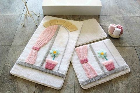 CHİLAİ HOME BODRUM BEYAZ ÜÇLÜ BANYO HALISI