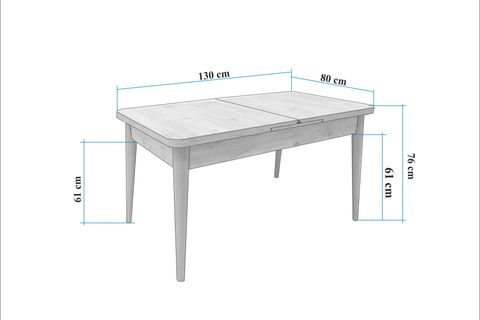 VİNA AÇILIR MUTFAK MASASI TAKIMI, ATLANTİK ANTRASİT 1053, 130X80
