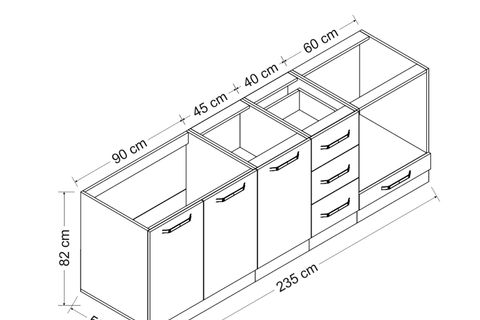 MİNAR 235 CM MUTFAK DOLABI BEYAZ 235-B3-ALT MODÜL