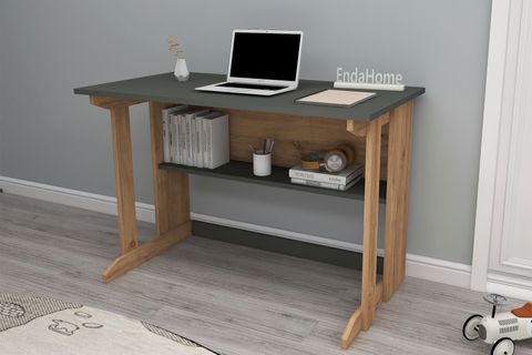 PİLLAR GENİŞ ÇALIŞMA MASASI, ÇAM ANTRASİT, 100X56 CM