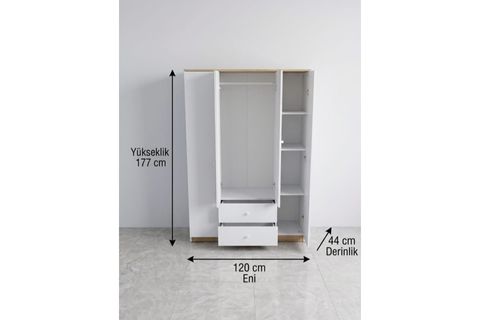 EYLÜL GARDIROP, ORTA ÇEKMECELİ, BEYAZ, 4 KAPAKLI