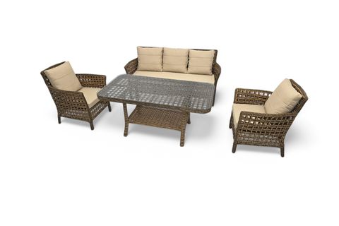 PAVİA RATTAN ÜÇLÜ BAHÇE MOBİLYASI, KAHVERENGİ