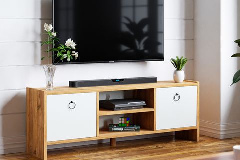 RAVEL TELEVİZYON SEHPASI, BEYAZ KAPAKLI, 120 CM