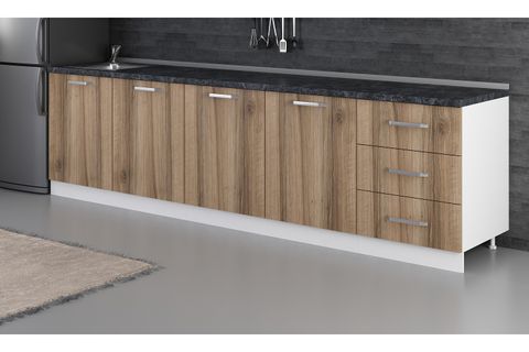 MİNAR 300 CM MUTFAK DOLABI BEYAZ DORE 300-D3-ALT MODÜL