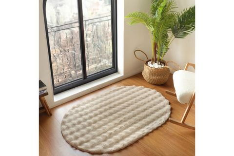 DARCİO BUBBLE YUMUŞAK DOKULU POST HALI, OVAL, BEJ, 50X80
