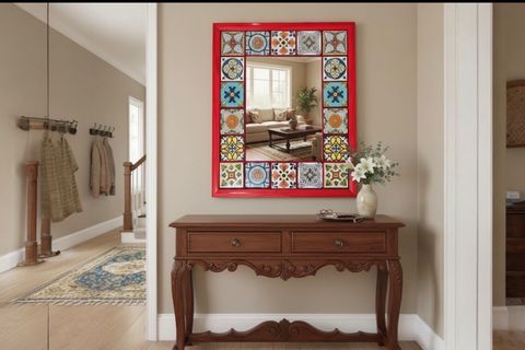 COLORS EL YAPIMI MASİF AHŞAP AYNA