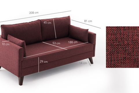 BELLA SOFT YATAKLI ÜÇLÜ KOLTUK, BORDO