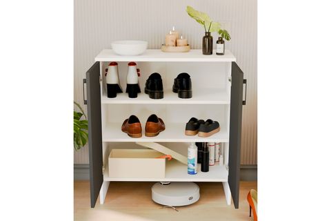 RETRO MDF MEMBRAN KAPAKLI ÇOK AMAÇLI DOLAP, ANTRASİT BEYAZ