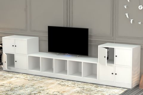 RAFLI DOLAPLI TV ÜNİTESİ, BEYAZ, 290 CM