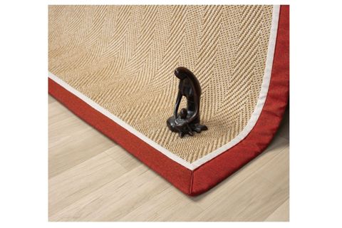 ÇİFT BORDÜRLÜ HASIR DOKULU SİSAL MAKİNE HALISI, BORDO, 80X450