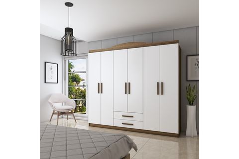 LUX 6 KAPAKLI 2 ÇEKMECELİ YATAK ODASI GARDROP ELBİSE DOLABI