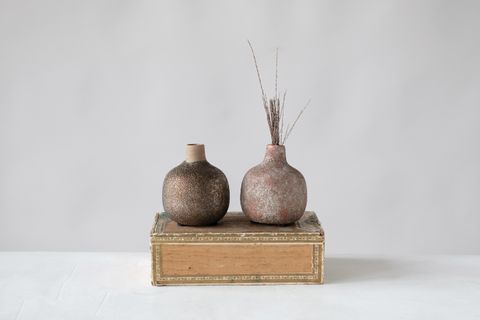 WARM DESİGN TERRACOTTA VAZO ESKİTİLMİŞ KAHVERENGİ