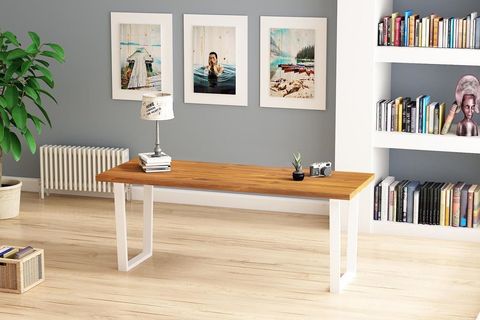 WOODESK TUANA MASİF TİK RENK 200X70 YEMEK MASASI CPT7008-200
