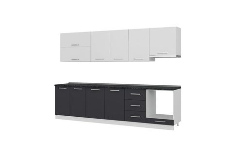 MİNAR  ELA 300 CM MUTFAK DOLABI BEYAZ ANTRASİT 300-A9