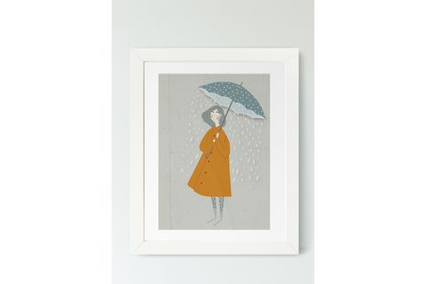 ŞEMSİYELİ KIZ TABLO, BEYAZ ÇERÇEVE, 18X24