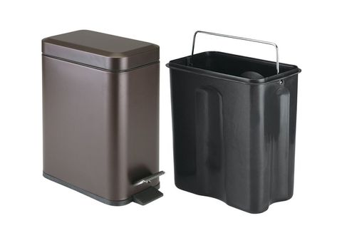 PEDALLI DİKDÖRTGEN ÇÖP KOVASI SAPLI İÇ KOVA DAHİL BRONZ RENKLİ 20X12X28CM BEŞ LİTRE