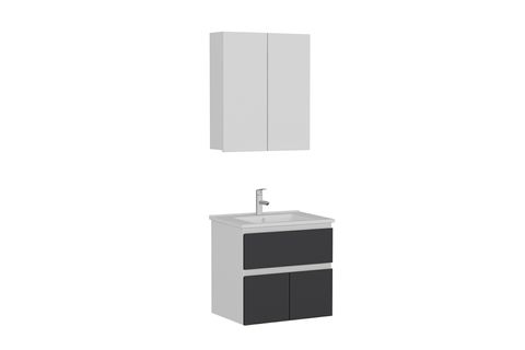 NİKA BANYO DOLABI 65CM AS2K1Ç 2K2A ETJ BEYAZ ANTRASİT