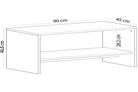OSSO CEVİZ MEŞE RENKLİ DEKORATİF MODERN RAFLI MDF DİKDÖRTGEN ORTA SEHPA