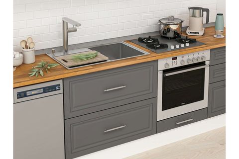 ALVİNKA 410X240 CM KLASİK MEBRAN MUTFAK DOLABI, MB E90S60S60 1 MEBRAN ANTRASİT SUNTALAM