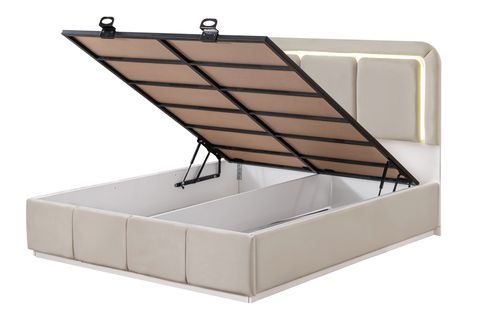 DEMONTE NOX LEDLİ ÇİFT KİŞİLİK BAZA BAŞLIK MAXİ YATAK SETİ, BEJ, 160X200