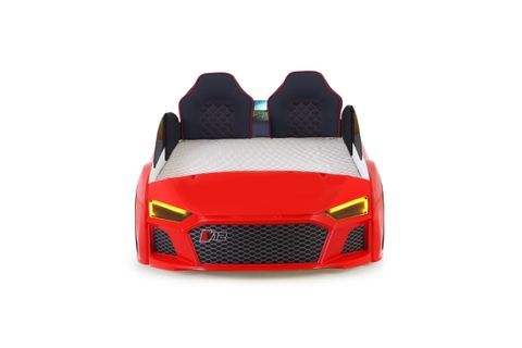 AUDİ FULL LEDLİ KUMANDALI VE MÜZİKLİ ARABALI YATAK, KIRMIZI