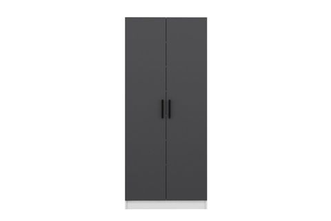 KALE 210 CM 2 KAPAKLI 2B RAF PORTMANTO, BEYAZ ANTRASİT
