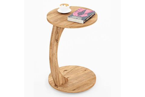 CLEO TEKERLEKLİ C SEHPA TEKERLEKLİ YAN SEHPA, ÇAM