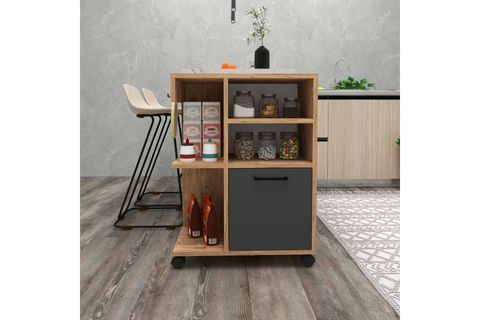 REBUSA TEKERLEKLİ ÇOK AMAÇLI MUTFAK BANYO DOLABI VE AYAKKABILIK, ATLANTİK ÇAM ANTRASİT