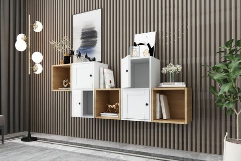 RAFLI KAPAKLI DUVAR RAFI, MEŞE BEYAZ, 170 CM, DVR-1116