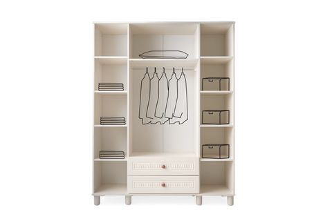 ADA GARDIROP, BEYAZ, 4 KAPAKLI