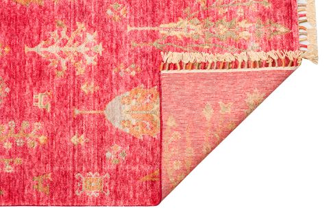 EKO HALI ZARA ZR 06 RED AUTUMN KIRMIZI OTANTİK DESENLİ HAV TOZ VERMEZ KOLAY TEMİZLENEN BAMBU VİSKON EL EMEĞİ MODERN UŞAK HALISI 90X150