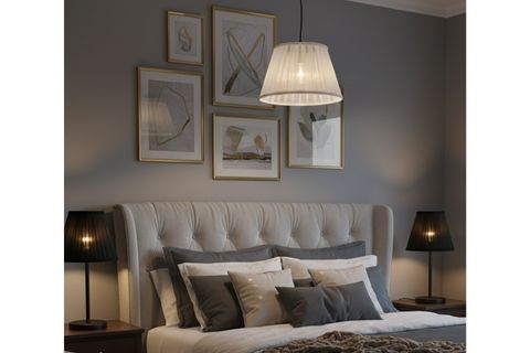 CANSU TÜL ABAJUR AVİZE SETİ, SİYAH BEYAZ