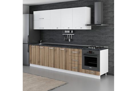 MİNAR BADE 300 CM MUTFAK DOLABI BEYAZ DORE 300-D7