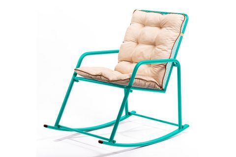 RETODESİGN SALLANAN SANDALYE, TURKUAZ, METAL
