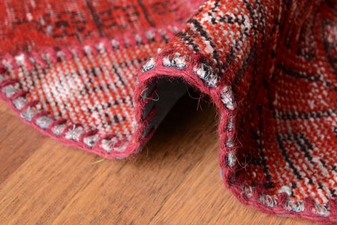 HALISTORES PATCHWORK YUVARLAK HALI CROSS KIRMIZI 140X140