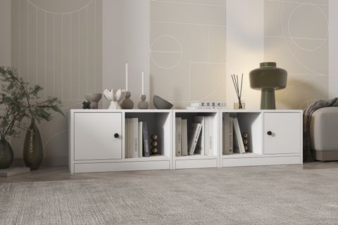 LEKSA 2 KAPAKLI RAFLI KİTAPLIK 160 CM BEYAZ KTP-1194-Ç