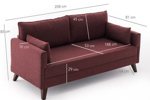 BELLA SOFT ÜÇLÜ KOLTUK, BORDO