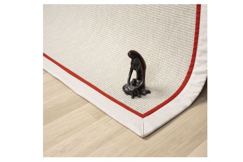 ÇİFT BORDÜRLÜ HASIR DOKULU SİSAL SALON MAKİNE HALISI, KREM, 80X200, 664, BORDO KREM
