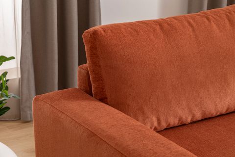 MERLİN MİNİ KÖŞE KOLTUK, NATUREL AYAK, KALIN KOL, KADİFE KUMAŞ, KİREMİT