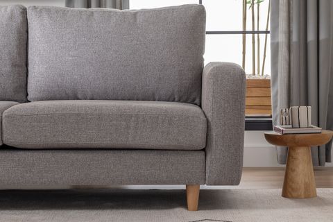 MERLİN MİNİ KÖŞE KOLTUK, NATUREL AYAK, İNCE KOL, ŞÖNİL KUMAŞ, MAVİ GRİ