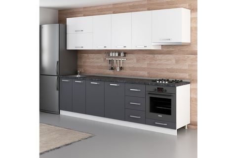 MİNAR ELİF 285 CM MUTFAK DOLABI BEYAZ ANTRASİT 285-A5