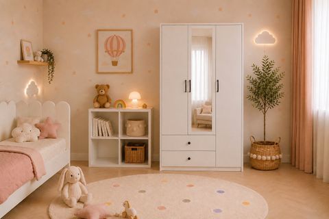 ERİZA ÇOCUK GENÇ ODASI DOLABI, 3 KAPAKLI, BEYAZ