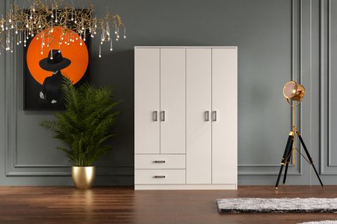 MİNE GARDIROP, 4 KAPAKLI, BEYAZ