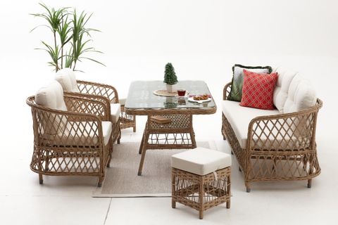 PALMA RATTAN ÜÇLÜ OTURMA GRUBU, CAPPUCCINO